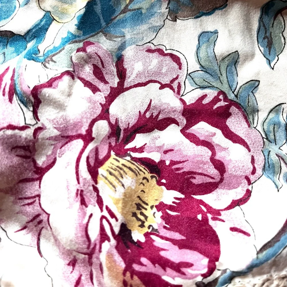 Ralph Lauren TANGIER Set of Two (2) Standard Pillow Shams Floral Jute Trim